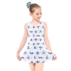 Insects Icons Square Seamless Pattern Kids  Skater Dress Swimsuit by Bedest