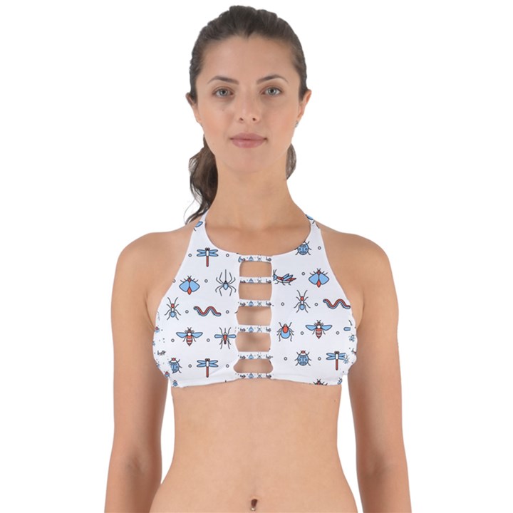 Insects Icons Square Seamless Pattern Perfectly Cut Out Bikini Top