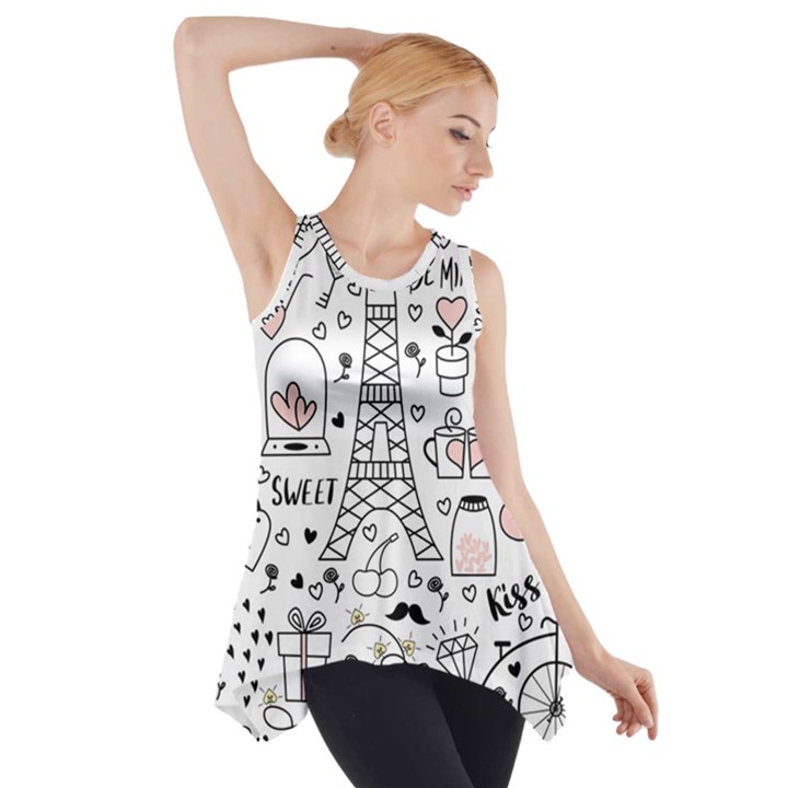 Big Collection With Hand Drawn Objects Valentines Day Side Drop Tank Tunic