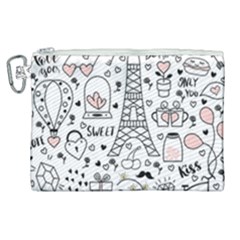 Big Collection With Hand Drawn Objects Valentines Day Canvas Cosmetic Bag (xl) by Bedest