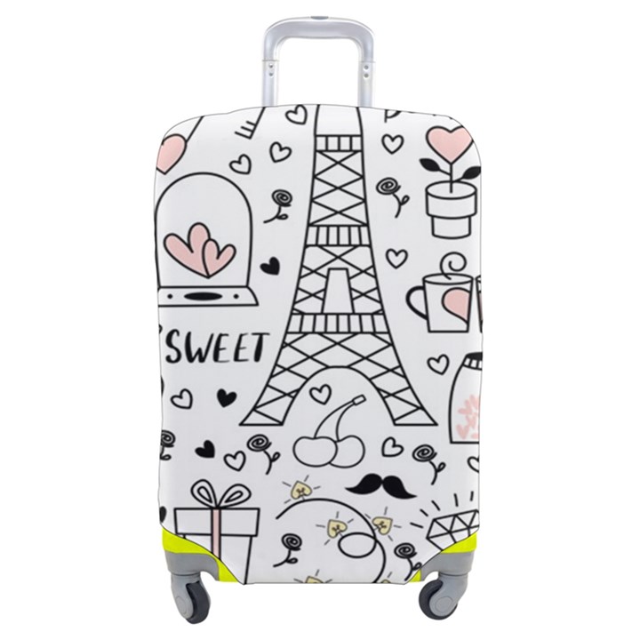 Big Collection With Hand Drawn Objects Valentines Day Luggage Cover (Medium)