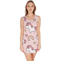 Cute Unicorn Rainbow Seamless Pattern Background Bodycon Dress by Bedest