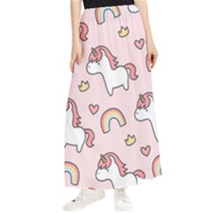 Cute Unicorn Rainbow Seamless Pattern Background Maxi Chiffon Skirt by Bedest