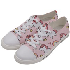 Cute Unicorn Rainbow Seamless Pattern Background Men s Low Top Canvas Sneakers by Bedest