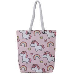 Cute Unicorn Rainbow Seamless Pattern Background Full Print Rope Handle Tote (small) by Bedest