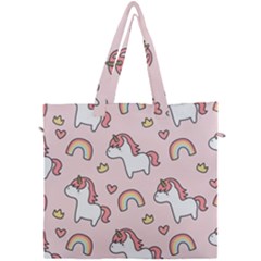 Cute Unicorn Rainbow Seamless Pattern Background Canvas Travel Bag by Bedest