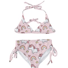 Cute Unicorn Rainbow Seamless Pattern Background Kids  Classic Bikini Set by Bedest