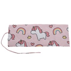 Cute Unicorn Rainbow Seamless Pattern Background Roll Up Canvas Pencil Holder (s) by Bedest