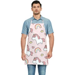 Cute Unicorn Rainbow Seamless Pattern Background Kitchen Apron