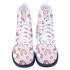 Cute Unicorn Rainbow Seamless Pattern Background Men s High-top Canvas Sneakers by Bedest