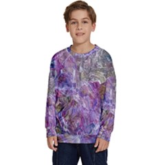 Abstract Pebbles Kids  Crewneck Sweatshirt by kaleidomarblingart