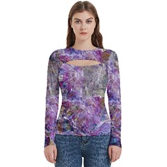 Abstract Pebbles Women s Cut Out Long Sleeve T-shirt by kaleidomarblingart