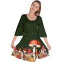 Mushroom Dark Green Fall Autumn Leaves Velour Kimono Dress View1