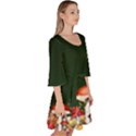 Mushroom Dark Green Fall Autumn Leaves Velour Kimono Dress View3