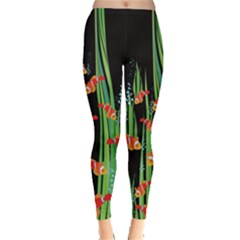 Find Food In Grass Red Watercolor Dolphins Pattern Leggings by CoolDesigns