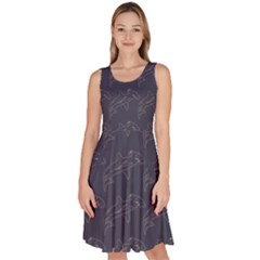 Prussian Blue Hammerhead Shark Pattern Knee Length Skater Dress With Pockets