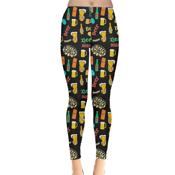 Colorful Beer Purple Pattern With Wine Glasses Leggings