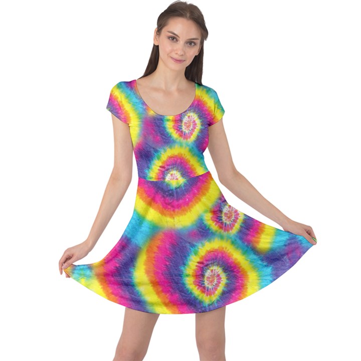 Happy Swirls Gay Rainbow Cap Sleeve Dress