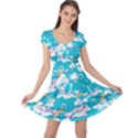 Cute Flying Unicorn Deep Sky Blue Cap Sleeve Dress View1