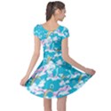 Cute Flying Unicorn Deep Sky Blue Cap Sleeve Dress View2