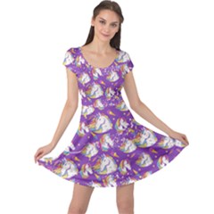 Stars Amethyst Unicorn Ice Cream Cap Sleeve Dress