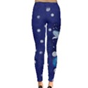 Starry Whale Red Watercolor Dolphins Pattern Leggings View2