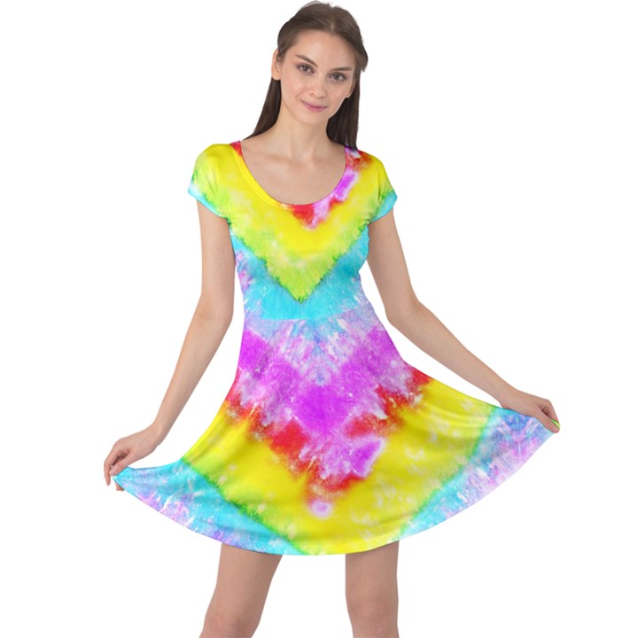 Unicorn Rainbow Colorful Tie Dye Cap Sleeve Dress