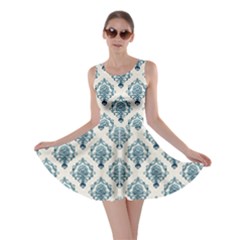 Vintage Blue Damask Blue Damask Skater Dress by CoolDesigns