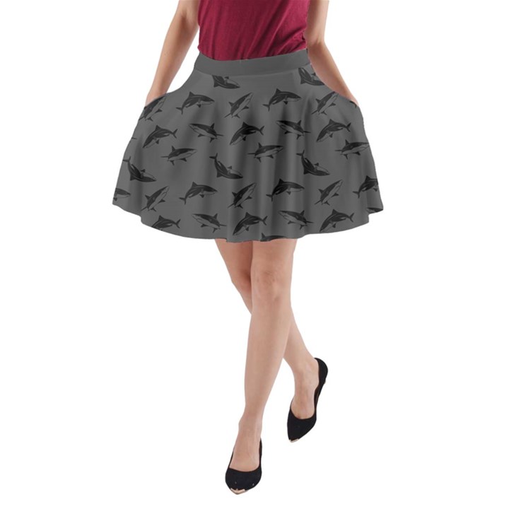 Gray Sharks Pattern A-Line Pocket Skirt