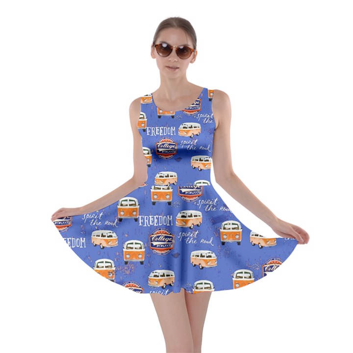 Steel Blue Orange VW Van Skater Dress