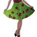 Japanese Green Purple Ladybugs Insect A-line Skater Skirt View1