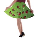 Japanese Green Purple Ladybugs Insect A-line Skater Skirt View2