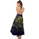 Elegant Peacock Blue Pattern Backless Maxi Beach Dress View2