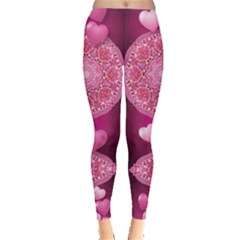 Aztec Dark Magenta Hearts Leggings 