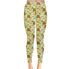 Yellow Autumn Owls Leggings  by CoolDesigns