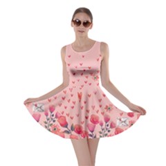 Sending Love Pink Cute Pink Valentine Day Pattern Cute Hearts Skater Dress