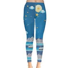 Ship Boat Night Leggings  by CoolDesigns