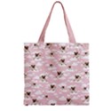 Cute Pug Sky Light Pink Zipper Grocery Tote Bag View2