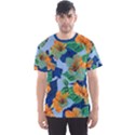 Blue Orange Floral  Men s Sport Mesh Tee View1