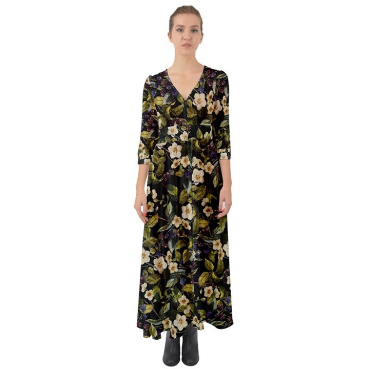 Garden Floral Button Up Boho Maxi Dress