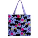 Playful Cat Colorful Space Cats Saturn and Stars Zipper Grocery Tote Bag View1