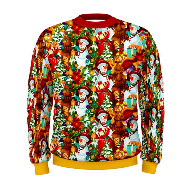 Colorful Christmas Tree Snowman Comfy Mens Sweatshirt