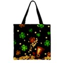 Elegant Hat Shamrock Black Coins Pattern Zipper Grocery Tote Bag View1