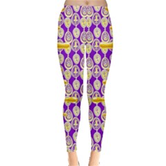 Purple Yellow Easter Leggings  by CoolDesigns