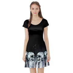 Skull Ink Short Sleeve Skater Dress by CoolDesigns