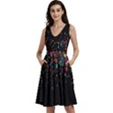 Mathematic Numbers Black Simple Print Sleeveless V-Neck Skater Dress with Pockets View1