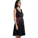 Mathematic Numbers Black Simple Print Sleeveless V-Neck Skater Dress with Pockets View3