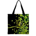 Vintage Shamrock Black & Olive Art Zipper Grocery Tote Bag View2