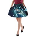 Cute Shark Bubble Dark Cyan Pattern Sharks A-Line Pocket Skirt View1