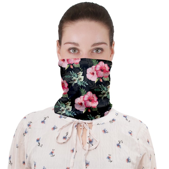 Hawaii Floral Black & Pink Face Covering Bandanas